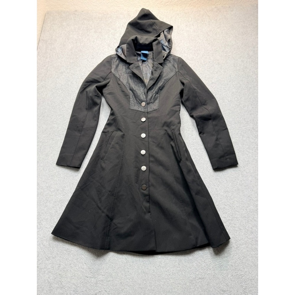 Harry Potter Hot Topic Collection Black Hooded Trench Coat Jacket Womens Small